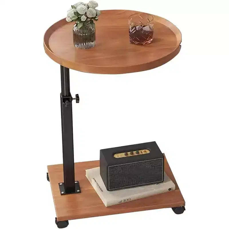 Acekool Adjustable Height C-Shaped Mobile Side Table with Wheels for Living Room Bedroom