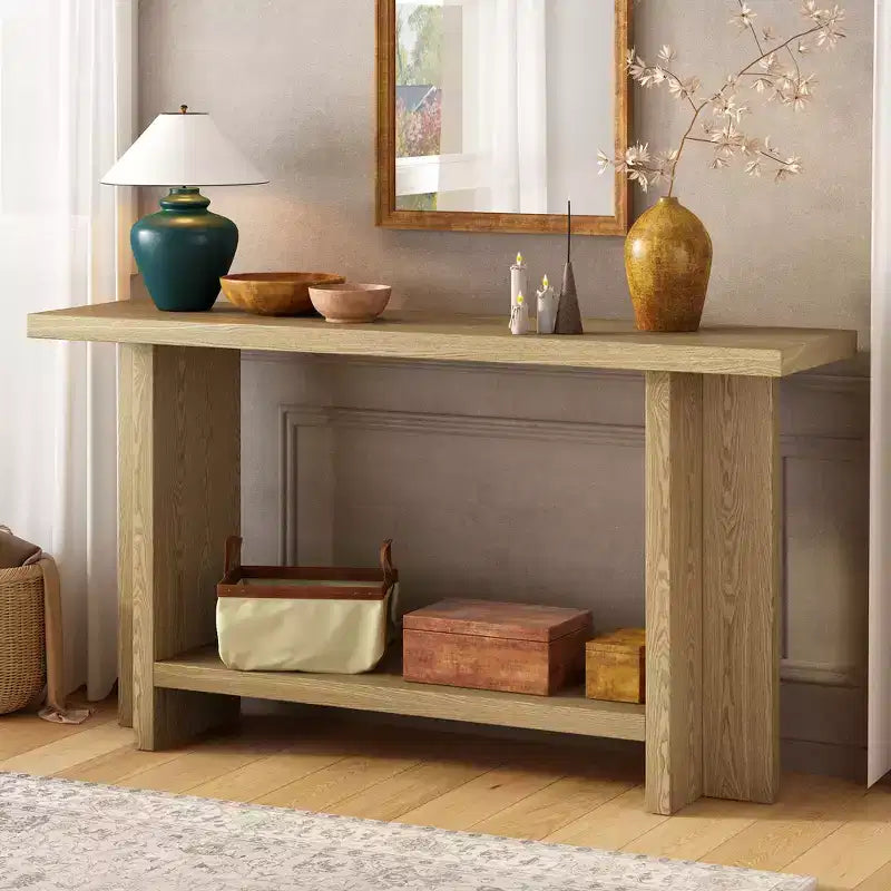 Console Tables For Entryway, Large Sofa Table Behind Couch Wooden Console Sofa Tables With T-shaped Design Legs For Living Room, Foyer
