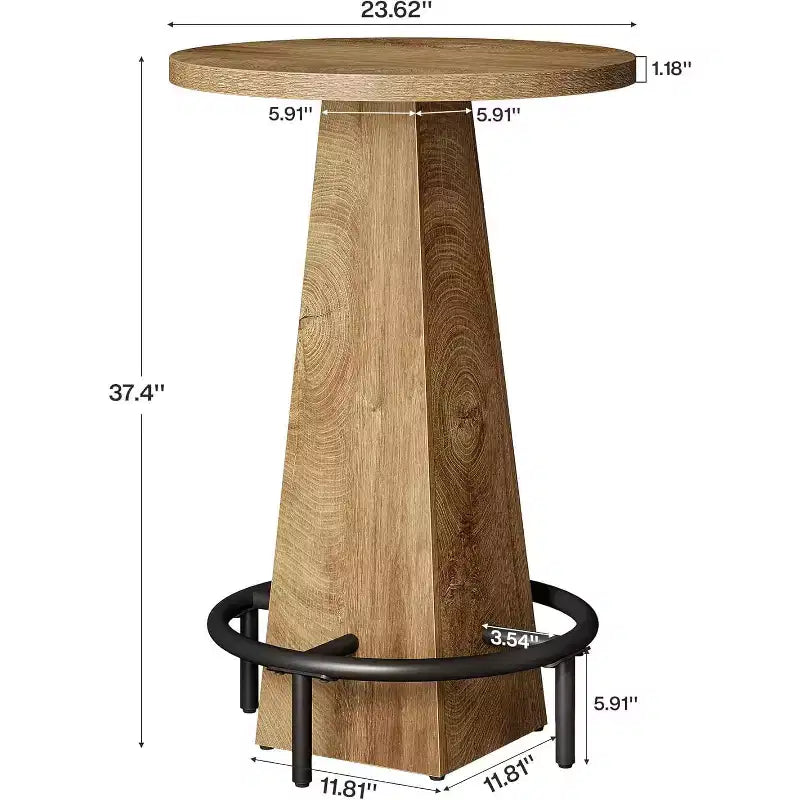 Lantine Bar Table, 37.4 High Round Pub Table for Small Bars, Dining Room, Kitchen, Wood Color (Only Table)