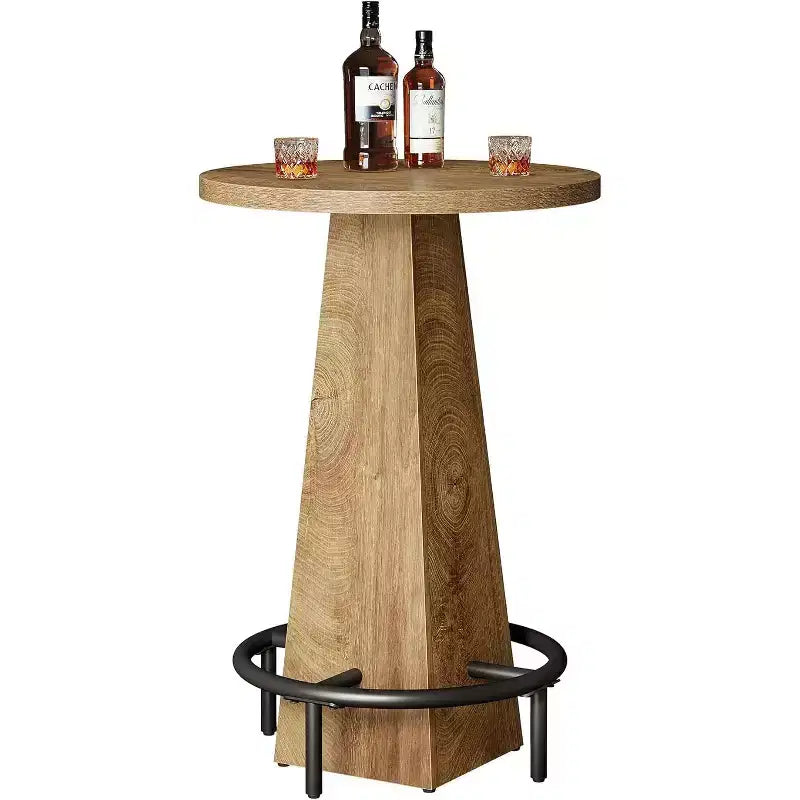 Lantine Bar Table, 37.4 High Round Pub Table for Small Bars, Dining Room, Kitchen, Wood Color (Only Table)