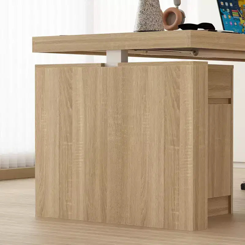 Famapy Height-Adjustable Computer Desk Office Desk  Built-In Storage Cabinet & Drawer