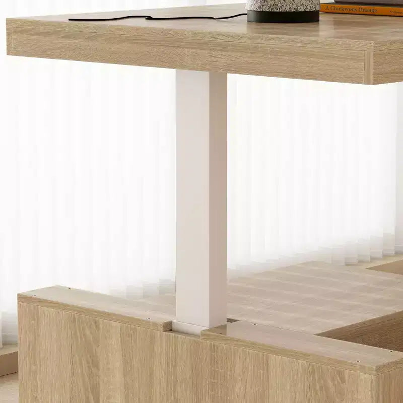Famapy Height-Adjustable Computer Desk Office Desk  Built-In Storage Cabinet & Drawer