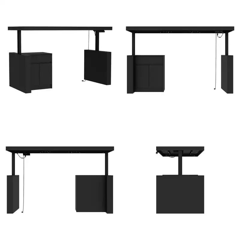 Famapy Height-Adjustable Computer Desk Office Desk  Built-In Storage Cabinet & Drawer