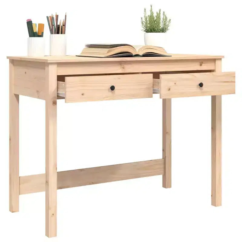 vidaXL Desk Natural Wood Solid pine wood Medium Desk Rectangular