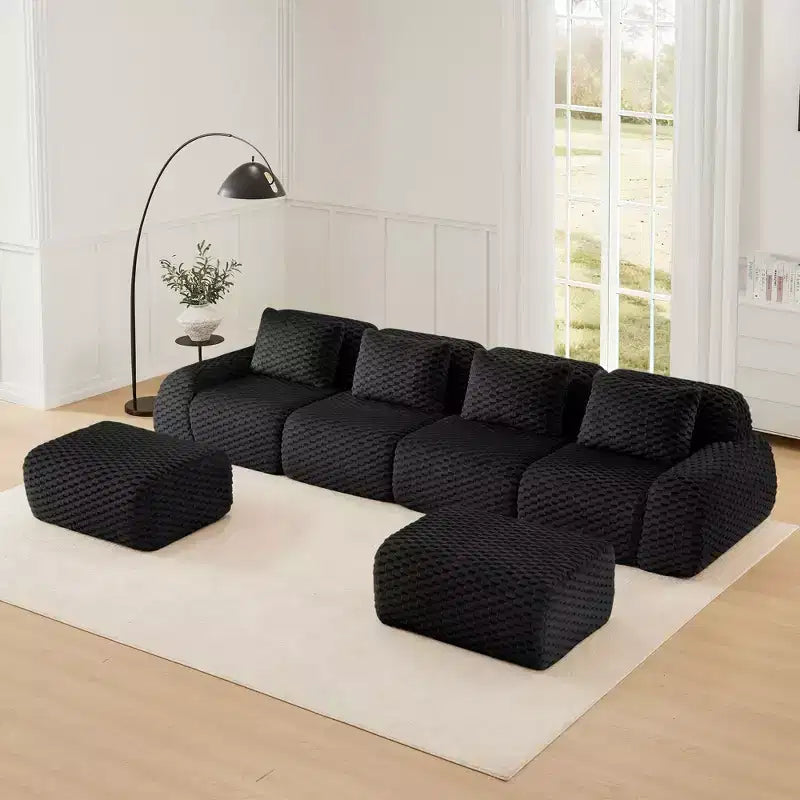 146 Modern U-Shaped Modular Sectional Sofa for Living Room,Flannelette Fabric,Oversized 4-Seater Couch,boneless sofa