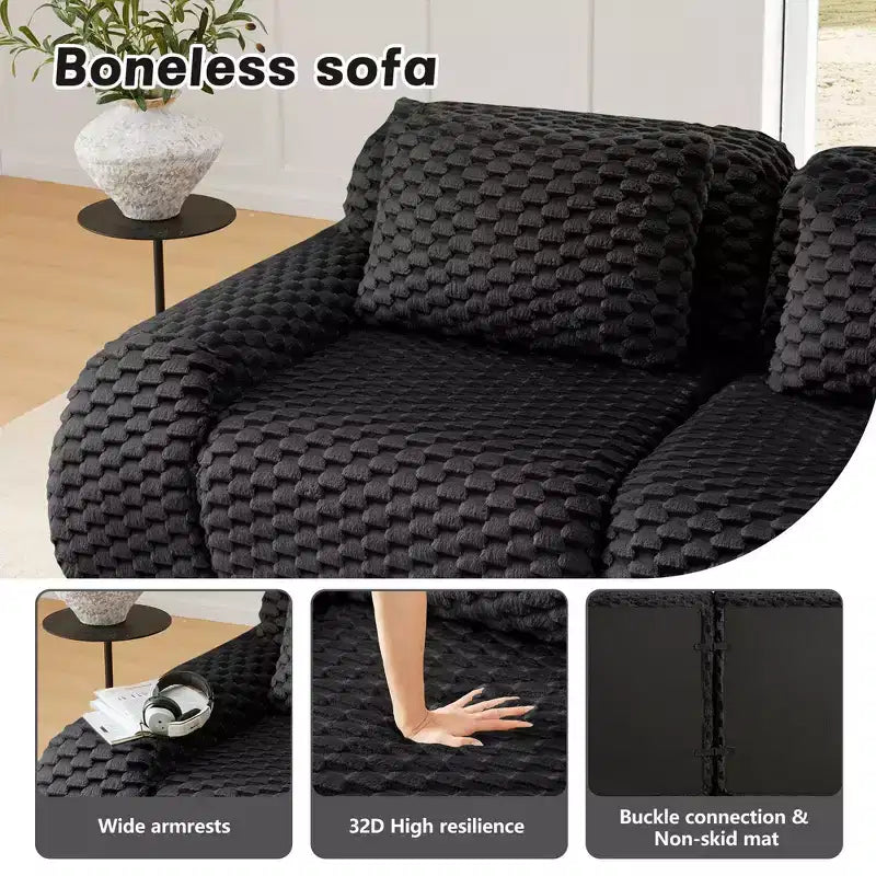 146 Modern U-Shaped Modular Sectional Sofa for Living Room,Flannelette Fabric,Oversized 4-Seater Couch,boneless sofa