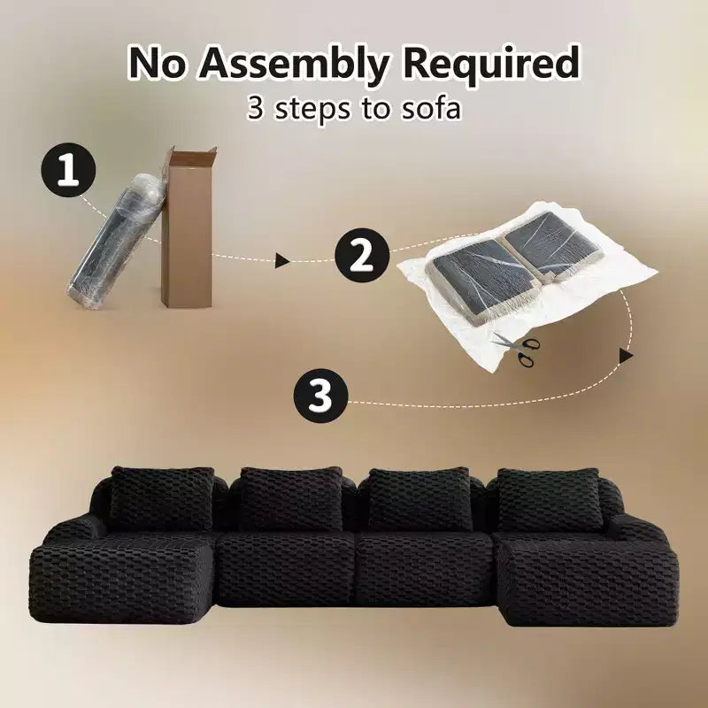 146 Modern U-Shaped Modular Sectional Sofa for Living Room,Flannelette Fabric,Oversized 4-Seater Couch,boneless sofa