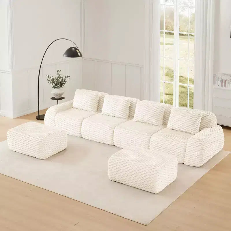 146 Modern U-Shaped Modular Sectional Sofa for Living Room,Flannelette Fabric,Oversized 4-Seater Couch,boneless sofa