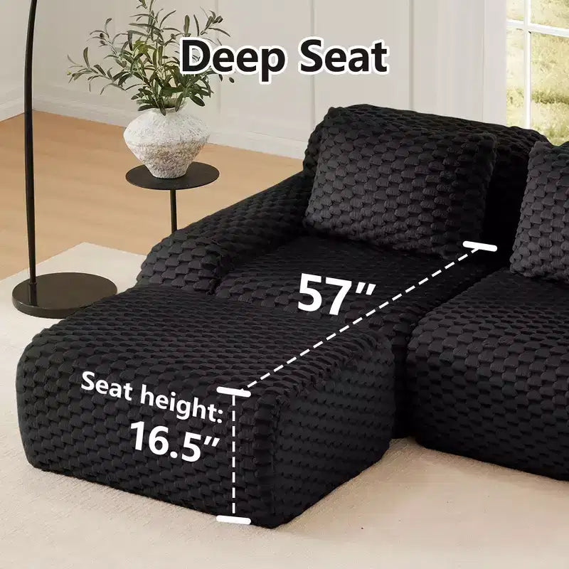 146 Modern U-Shaped Modular Sectional Sofa for Living Room,Flannelette Fabric,Oversized 4-Seater Couch,boneless sofa