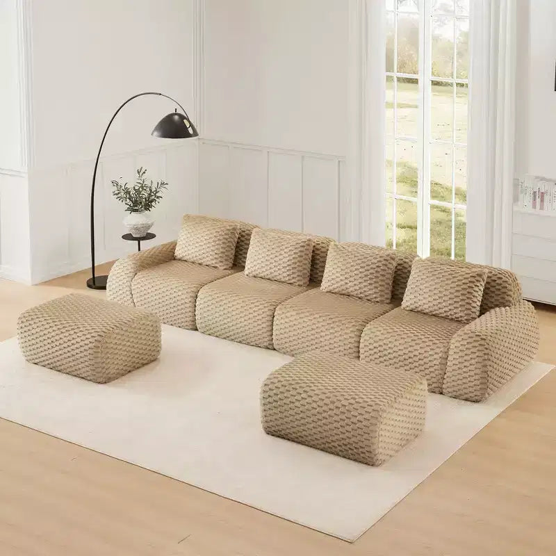 146 Modern U-Shaped Modular Sectional Sofa for Living Room,Flannelette Fabric,Oversized 4-Seater Couch,boneless sofa