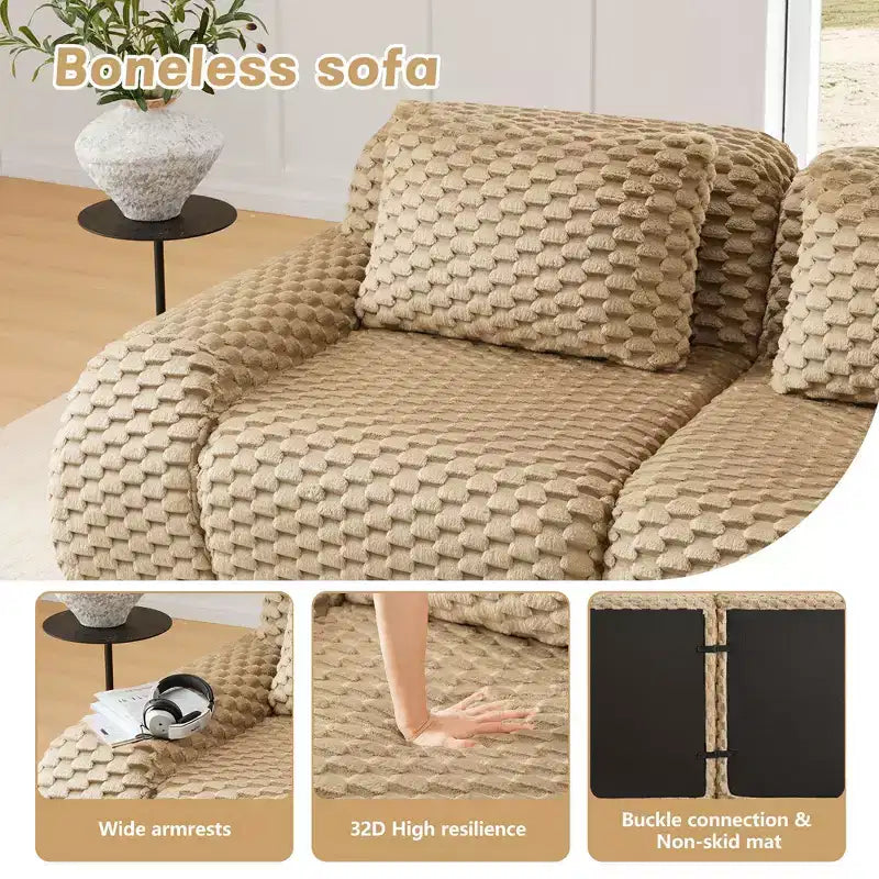 146 Modern U-Shaped Modular Sectional Sofa for Living Room,Flannelette Fabric,Oversized 4-Seater Couch,boneless sofa