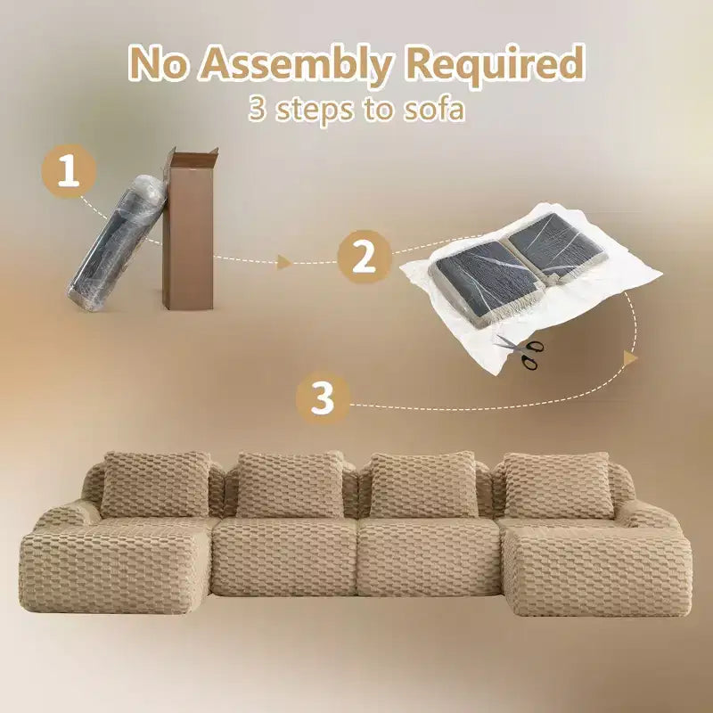 146 Modern U-Shaped Modular Sectional Sofa for Living Room,Flannelette Fabric,Oversized 4-Seater Couch,boneless sofa