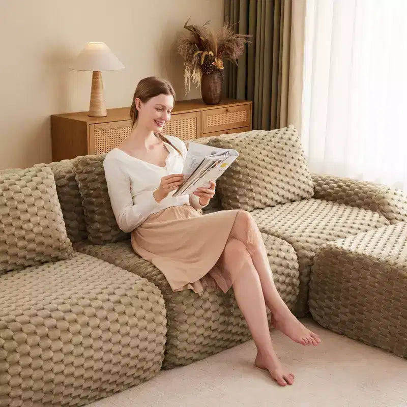 146 Modern U-Shaped Modular Sectional Sofa for Living Room,Flannelette Fabric,Oversized 4-Seater Couch,boneless sofa