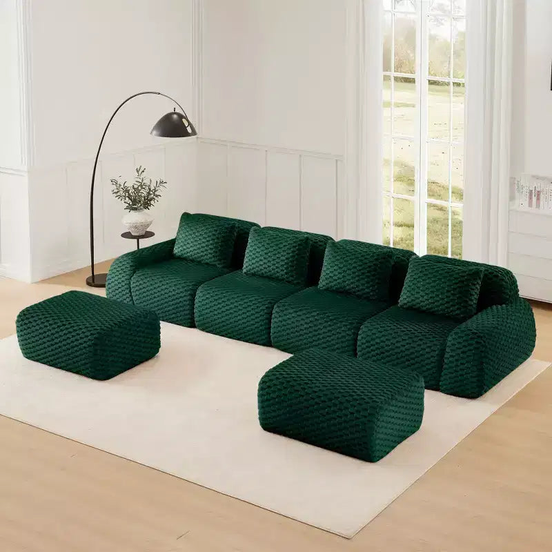 146 Modern U-Shaped Modular Sectional Sofa for Living Room,Flannelette Fabric,Oversized 4-Seater Couch,boneless sofa