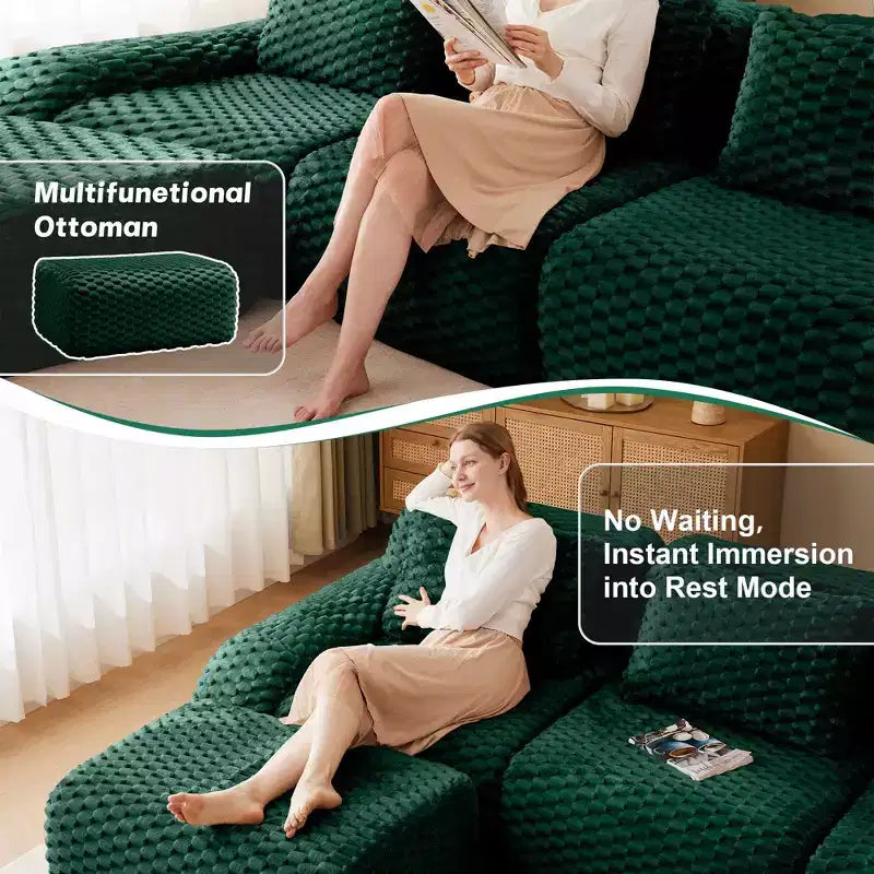 146 Modern U-Shaped Modular Sectional Sofa for Living Room,Flannelette Fabric,Oversized 4-Seater Couch,boneless sofa