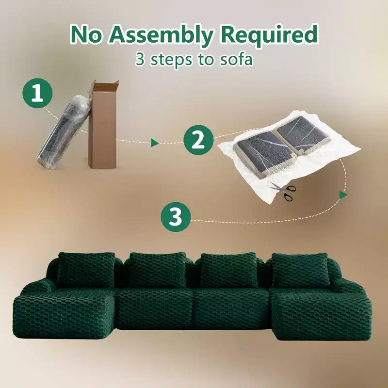 146 Modern U-Shaped Modular Sectional Sofa for Living Room,Flannelette Fabric,Oversized 4-Seater Couch,boneless sofa