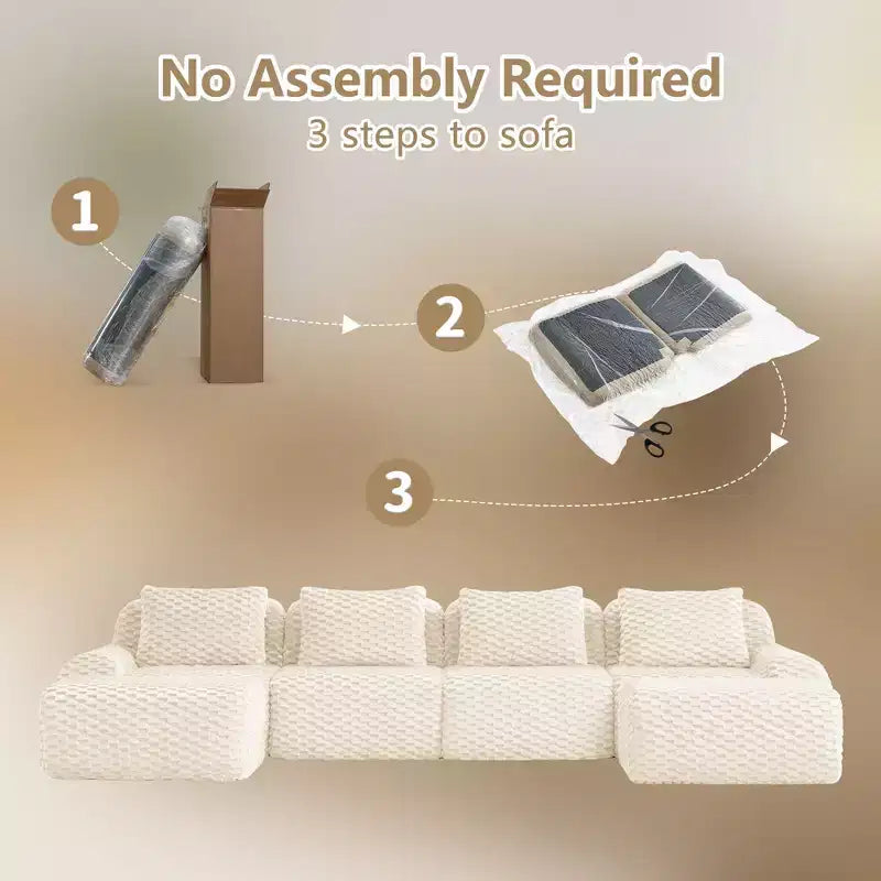 146 Modern U-Shaped Modular Sectional Sofa for Living Room,Flannelette Fabric,Oversized 4-Seater Couch,boneless sofa