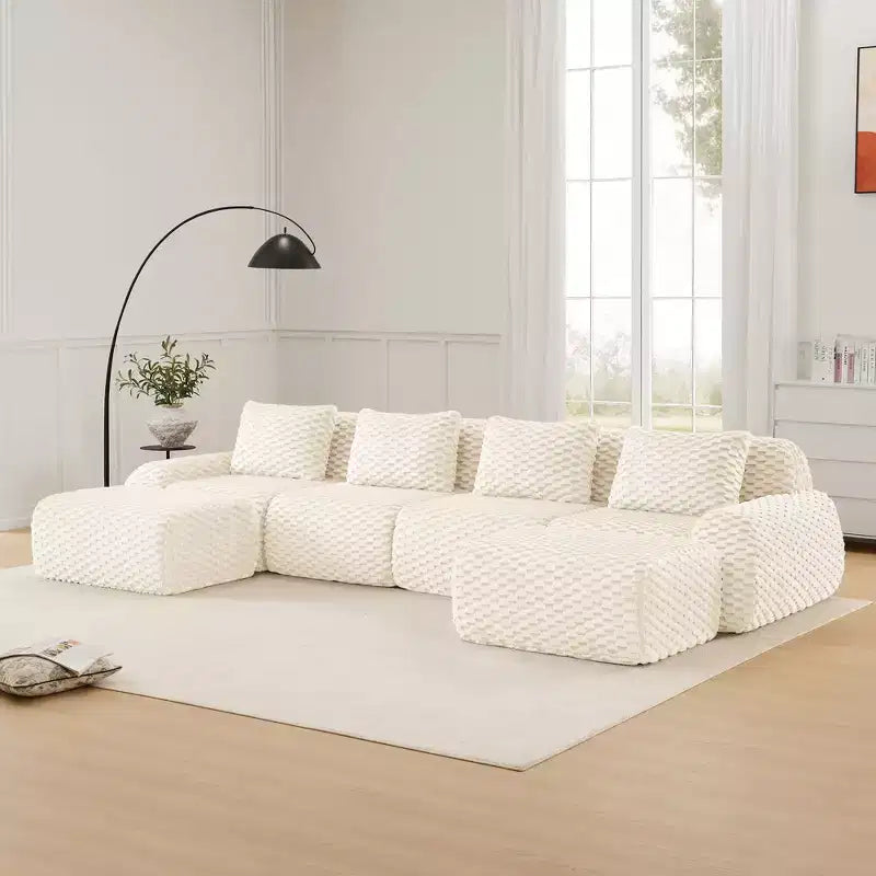 146 Modern U-Shaped Modular Sectional Sofa for Living Room,Flannelette Fabric,Oversized 4-Seater Couch,boneless sofa