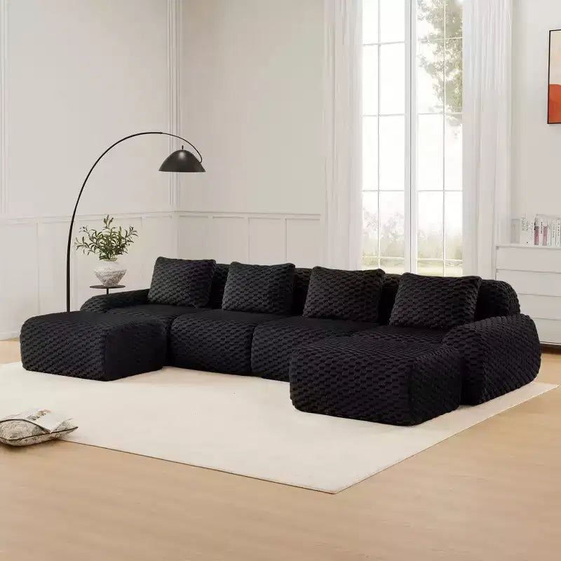 146 Modern U-Shaped Modular Sectional Sofa for Living Room,Flannelette Fabric,Oversized 4-Seater Couch,boneless sofa