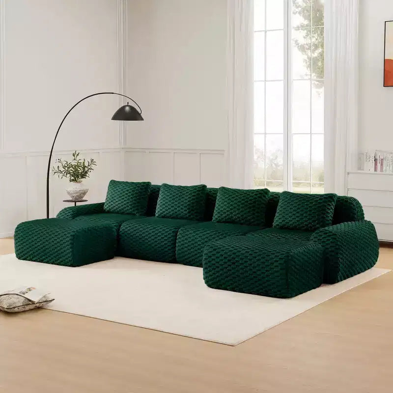 146 Modern U-Shaped Modular Sectional Sofa for Living Room,Flannelette Fabric,Oversized 4-Seater Couch,boneless sofa