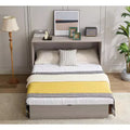 GDFStudio Enlor Modern Wooden Murphy Bed Chest with Folding Foam Mattress, Charging Station and Storage Drawers