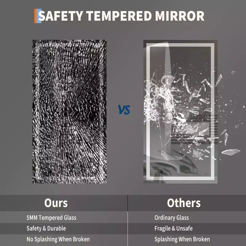 No Frame Led Bathroom Mirror with Front and Backlit, Stepless Dimmabl, Anti-Fog, Shatter-Proof for Wall (Horizontal/Vertical)