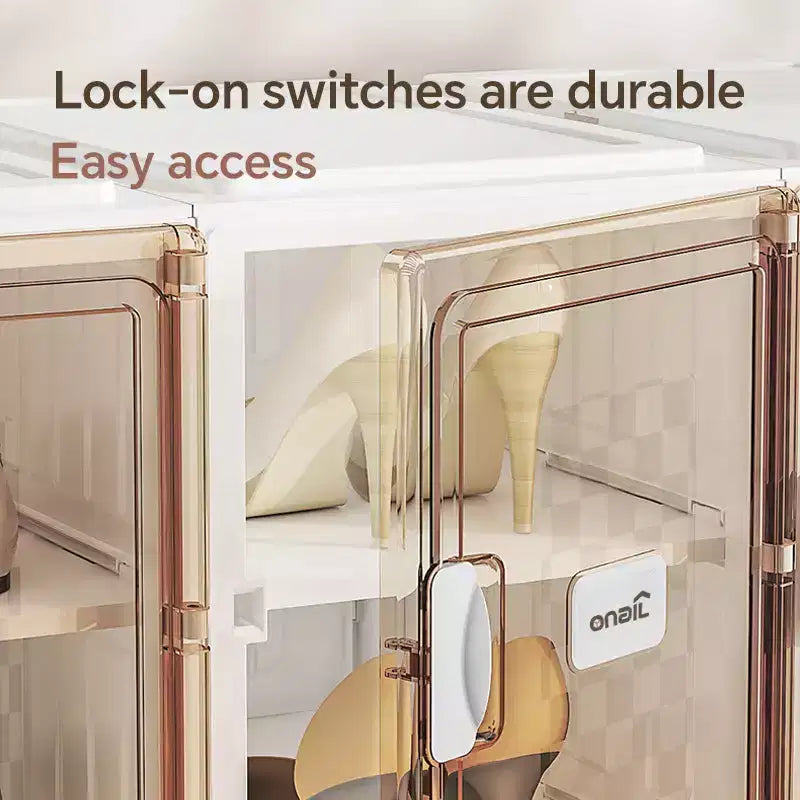 4 PCS Shoe Organizer, Clear Plastic Stackable Shoe Organizer for Closet, Clear Plastic Stackable Shoe Box for Entryway Space Saving Collapsible