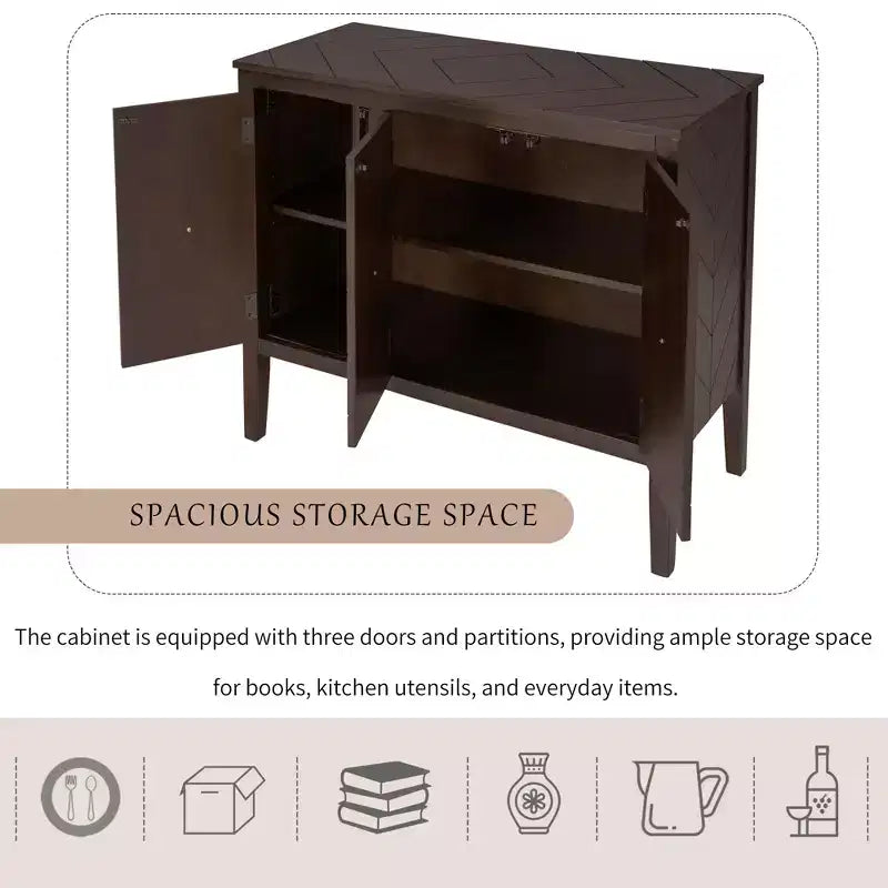 Vintage Accent Storage Cabinet with Adjustable Shelf, Solid Wood Sideboard Console Table Sofa Table Grey
