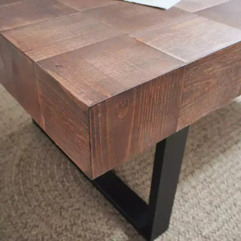 TUYOHW Rustic Coffee Table with Metal Legs,47.2 Handcrafted Center Table for Living Room,Wooden Top Accent Table for Home Decor,Brown/Black