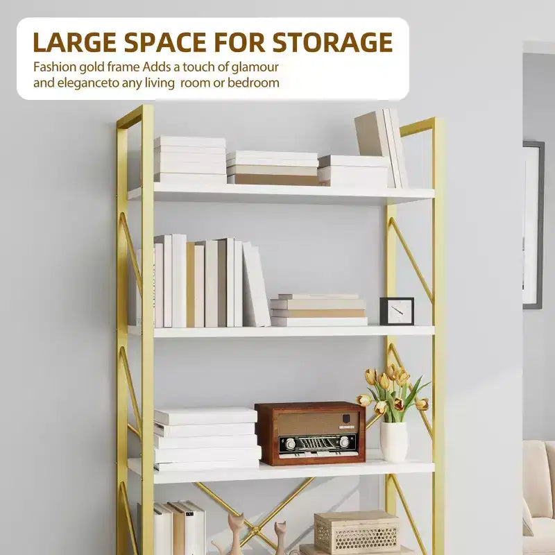 6 Tier Bookshelf Bookcase Open Storage Rack Shelves For Living Room/Home/Office, Simple Assembly
