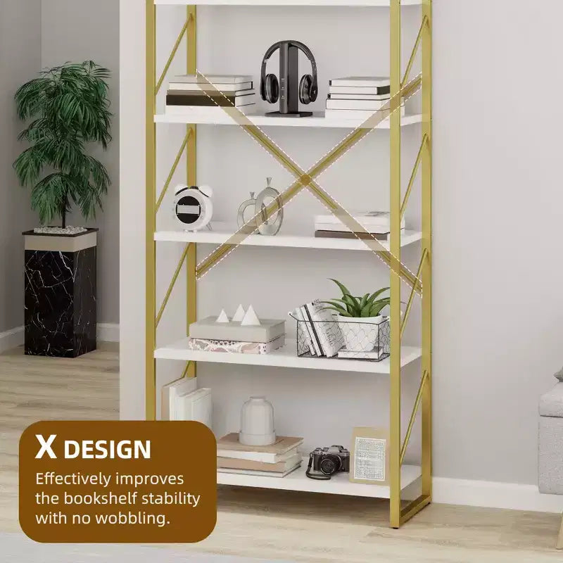 6 Tier Bookshelf Bookcase Open Storage Rack Shelves For Living Room/Home/Office, Simple Assembly