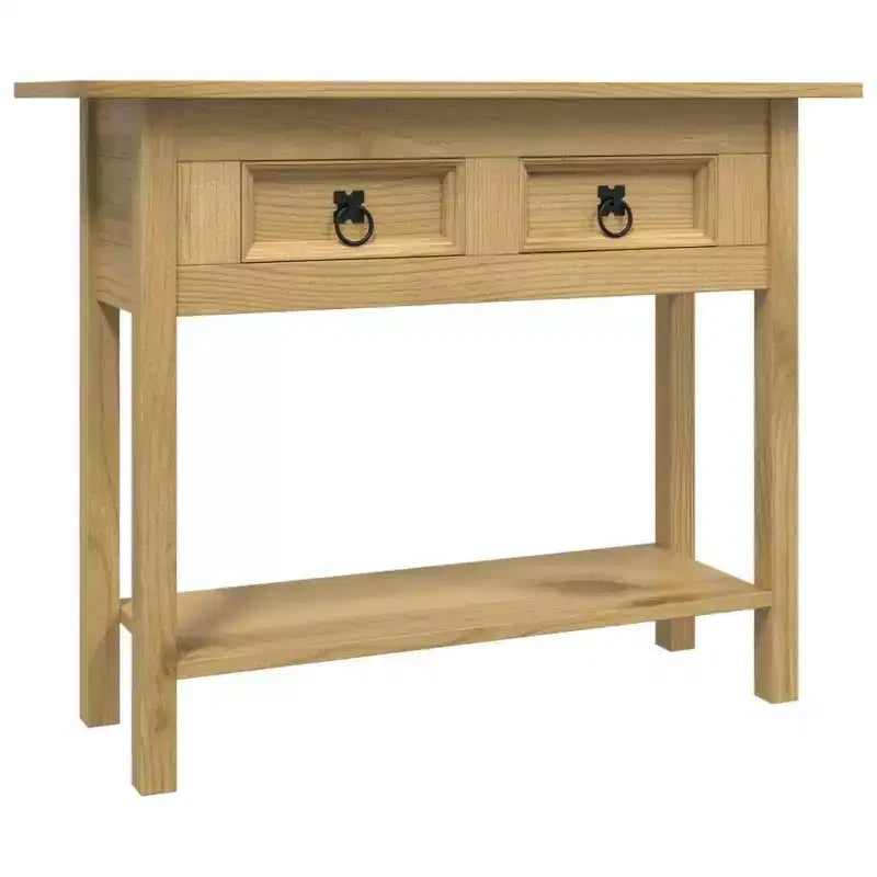 vidaXL Console Table Brown Solid Waxed Pinewood 36.6 x 13.6 x 28.7 in