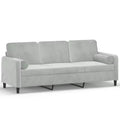 vidaXL 3-Seater Sofa with Throw Pillows Light Gray 70.9 Velvet