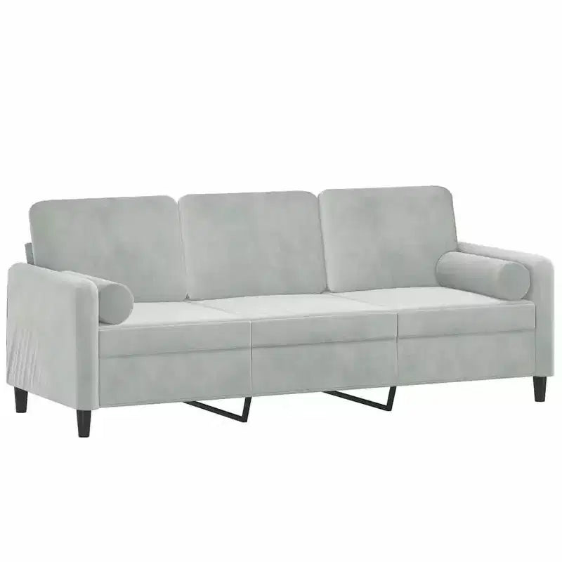vidaXL 3-Seater Sofa with Throw Pillows Light Gray 70.9 Velvet