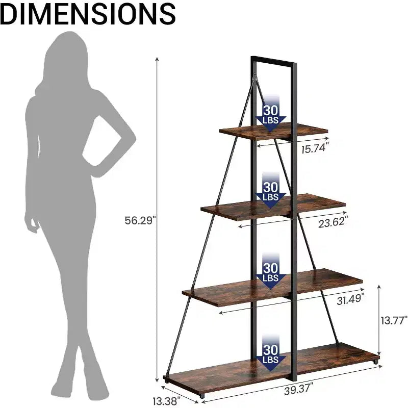 4 Shelf Bookshelf, Sailboat A-Shape Structure, Ladder Display Shelf, Classical Modern Bookshelf Book, For CDs/Books/Films