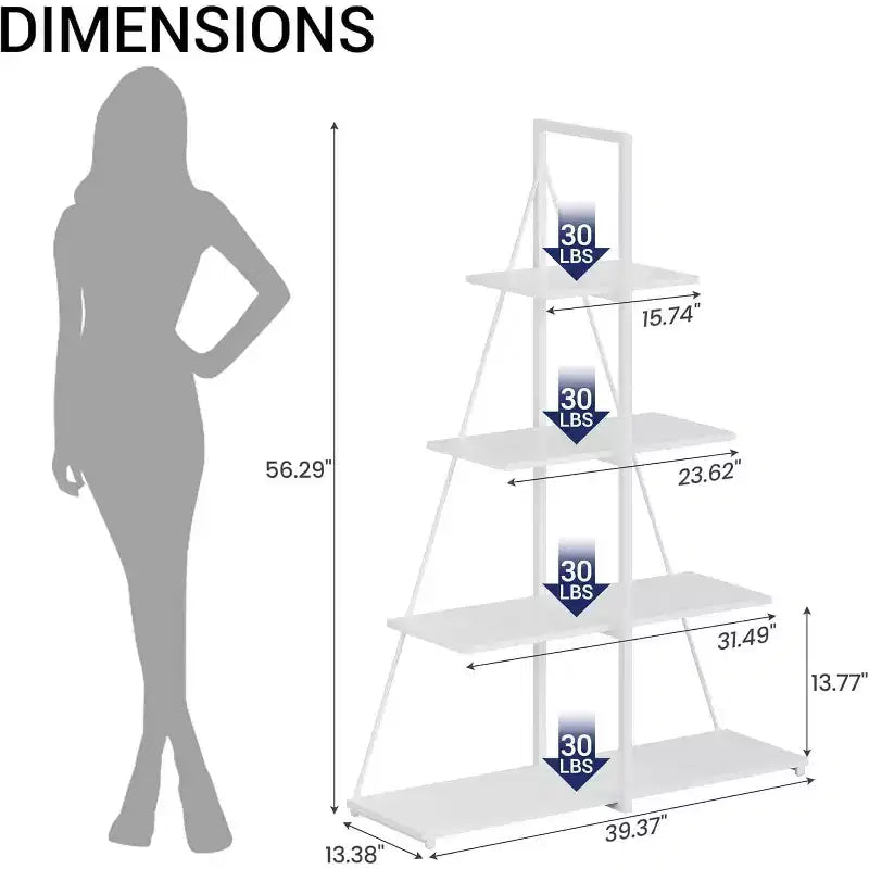4 Shelf Bookshelf, Sailboat A-Shape Structure, Ladder Display Shelf, Classical Modern Bookshelf Book, For CDs/Books/Films
