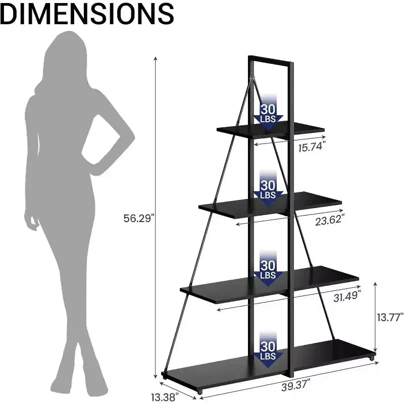4 Shelf Bookshelf, Sailboat A-Shape Structure, Ladder Display Shelf, Classical Modern Bookshelf Book, For CDs/Books/Films