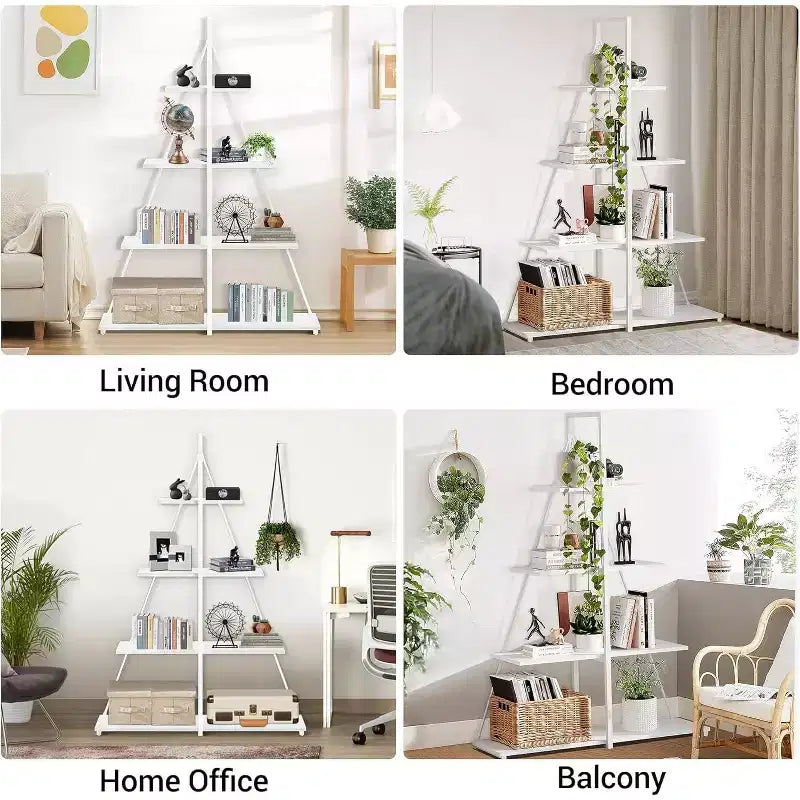 4 Shelf Bookshelf, Sailboat A-Shape Structure, Ladder Display Shelf, Classical Modern Bookshelf Book, For CDs/Books/Films
