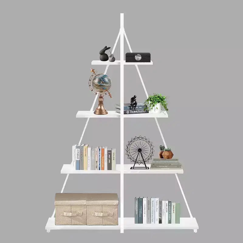 4 Shelf Bookshelf, Sailboat A-Shape Structure, Ladder Display Shelf, Classical Modern Bookshelf Book, For CDs/Books/Films