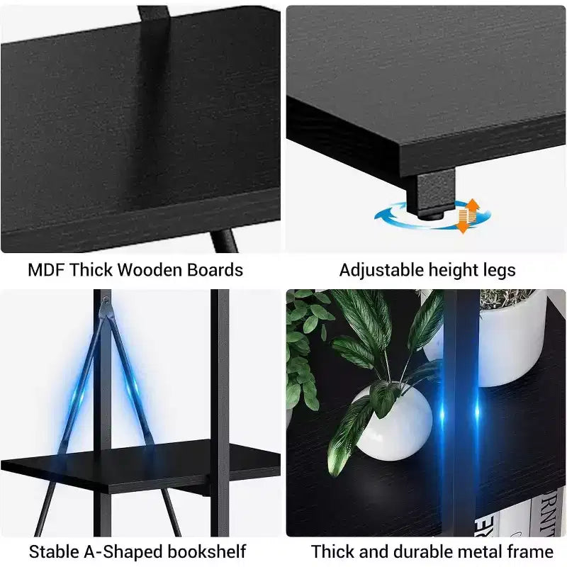 4 Shelf Bookshelf, Sailboat A-Shape Structure, Ladder Display Shelf, Classical Modern Bookshelf Book, For CDs/Books/Films