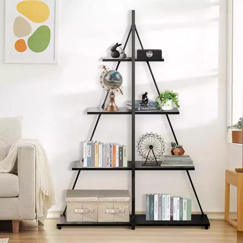 4 Shelf Bookshelf, Sailboat A-Shape Structure, Ladder Display Shelf, Classical Modern Bookshelf Book, For CDs/Books/Films
