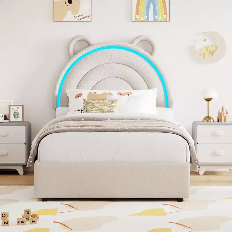 COZONY Upholstered Platform Bed w/ Storage Drawers & Decorative Headboard, Sturdy Wood Slat Support, No Box Spring Needed, Easy Assembly