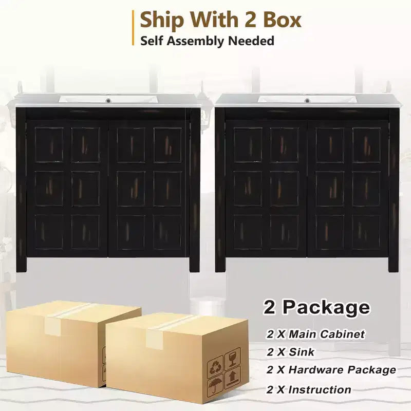72 Bathroom Vanity Set with Double Vanities, Bathroom Vanity Sink Combo with Soft-Close Doors & Adjustable Shelf, Espresso