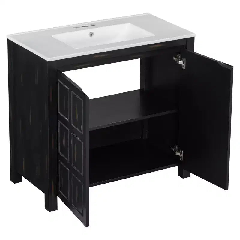 72 Bathroom Vanity Set with Double Vanities, Bathroom Vanity Sink Combo with Soft-Close Doors & Adjustable Shelf, Espresso