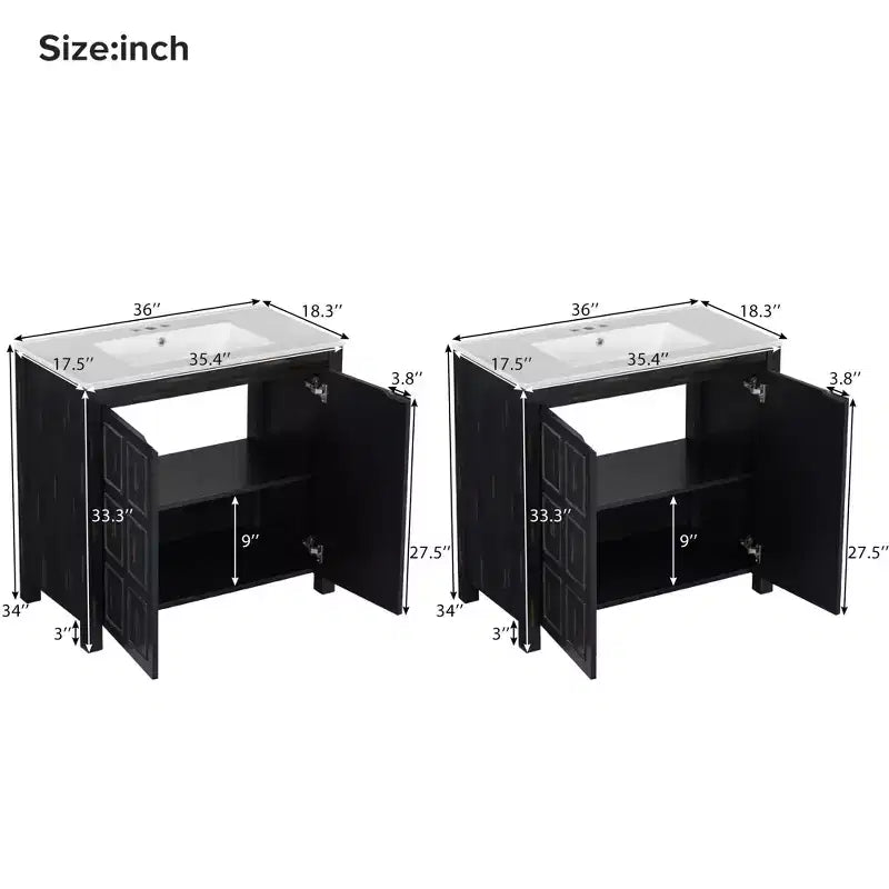 72 Bathroom Vanity Set with Double Vanities, Bathroom Vanity Sink Combo with Soft-Close Doors & Adjustable Shelf, Espresso