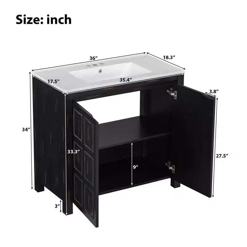 72 Bathroom Vanity Set with Double Vanities, Bathroom Vanity Sink Combo with Soft-Close Doors & Adjustable Shelf, Espresso