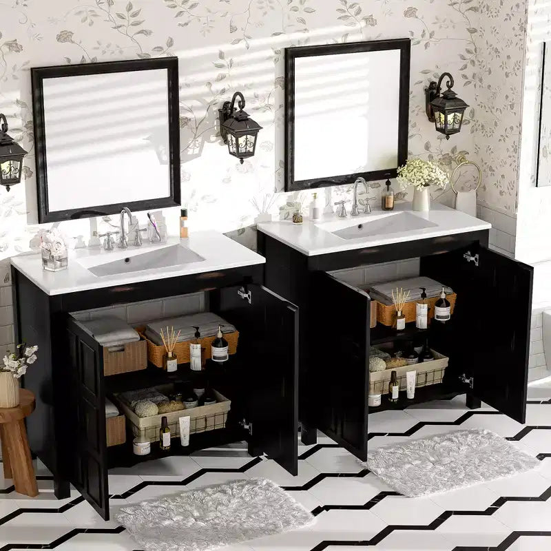 72 Bathroom Vanity Set with Double Vanities, Bathroom Vanity Sink Combo with Soft-Close Doors & Adjustable Shelf, Espresso
