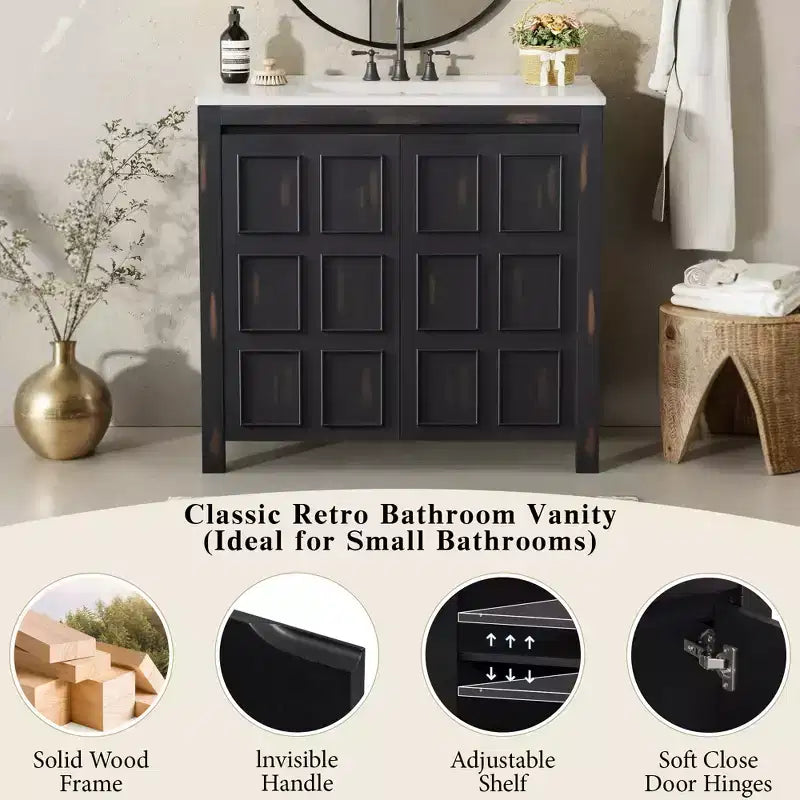 72 Bathroom Vanity Set with Double Vanities, Bathroom Vanity Sink Combo with Soft-Close Doors & Adjustable Shelf, Espresso
