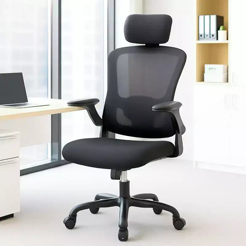 Premium Ergonomic High-Grey Mesh Office Chair - Adjustable Headrest & Reclining Backrest, 360 Swivel - Silent Casters, Skin-Friendly & Durable