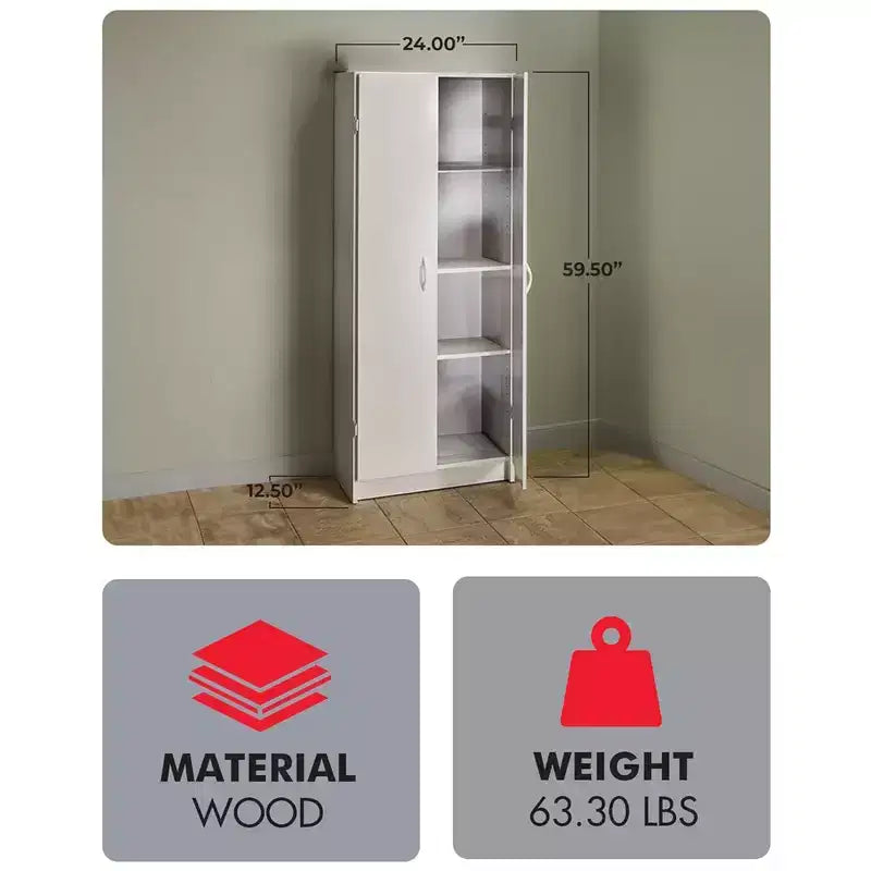 ClosetMaid Pantry Cabinet Cupboard with Adjustable Shelves for Kitchen, Gray
